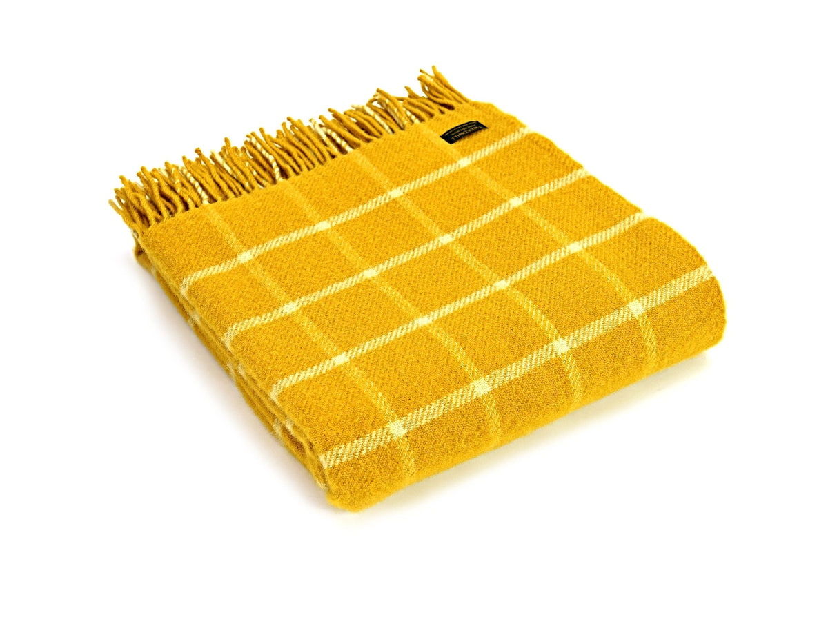 Tweedmill Chequered Check Yellow pure wool throw - Urban Wool