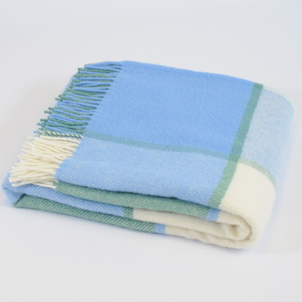 Block Check Sea Cream wool throw - Urban Wool