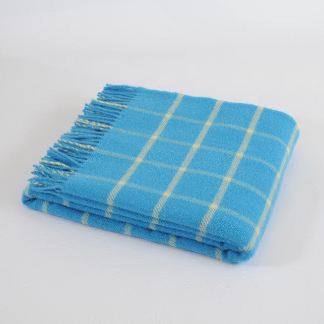 Chequered Check Sapphire wool throw - Urban Wool