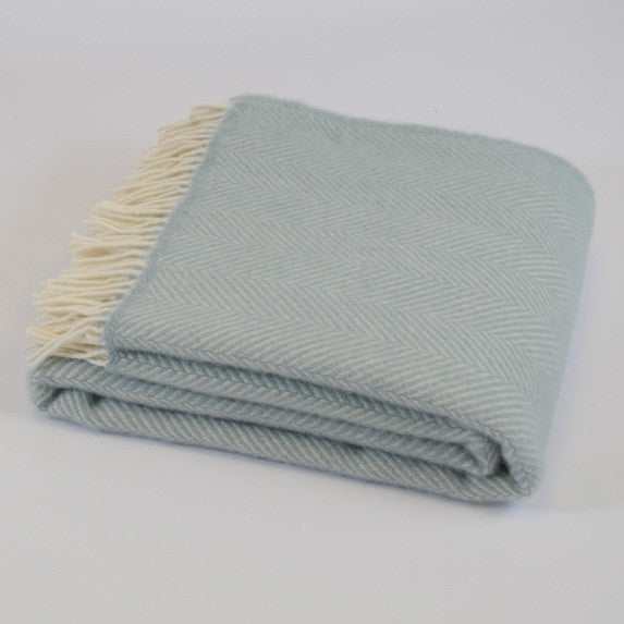 Fishbone Duck Egg wool throw - Urban Wool
