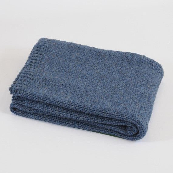 Knitted Throw Blue Slate wool throw - Urban Wool