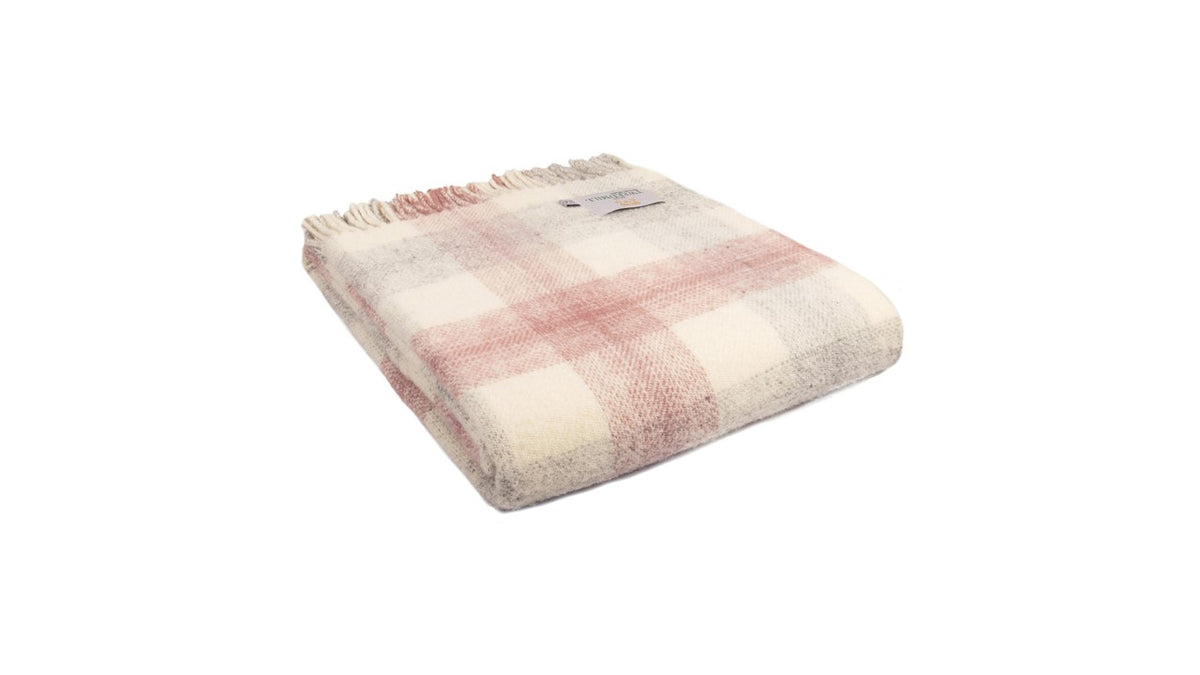 Tweedmill Meadow Check Pink pure wool throw - Urban Wool