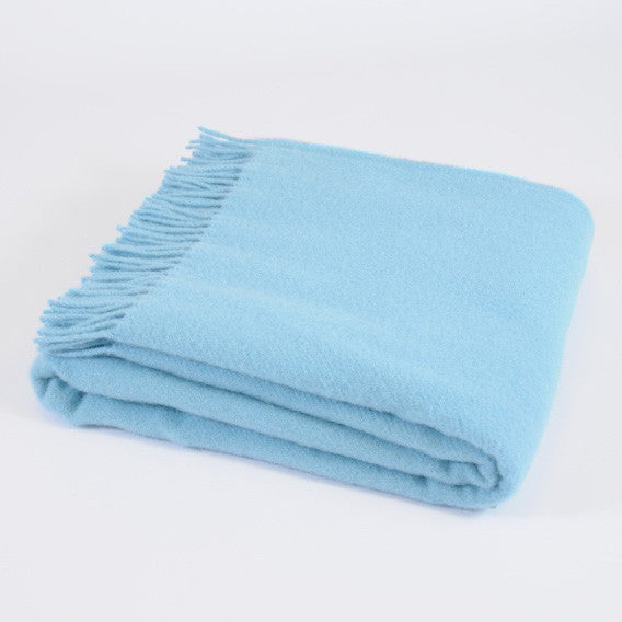 Plain Weave Sky Blue wool throw - Urban Wool