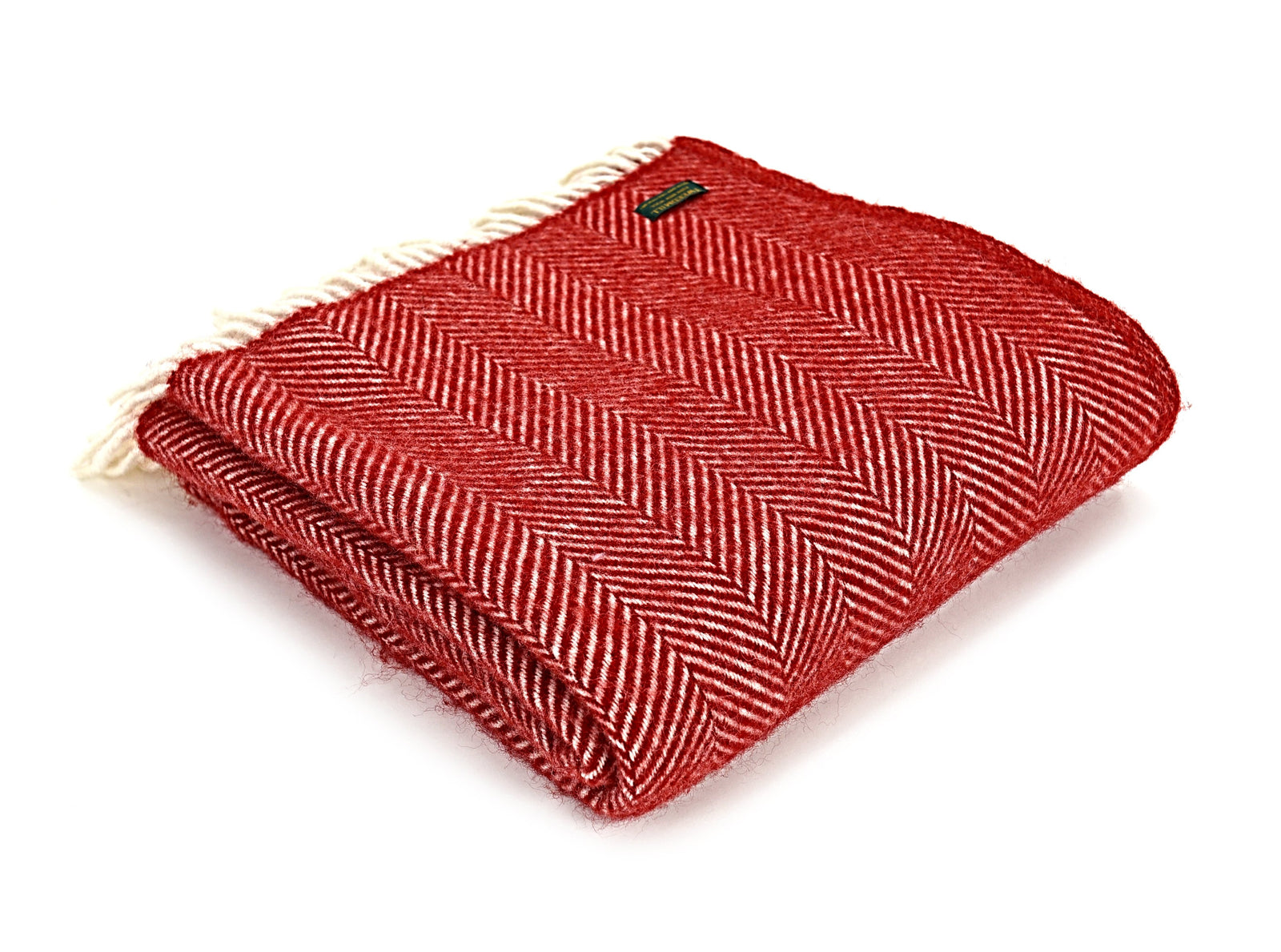 Tweedmill Fishbone Red pure wool throw - Urban Wool