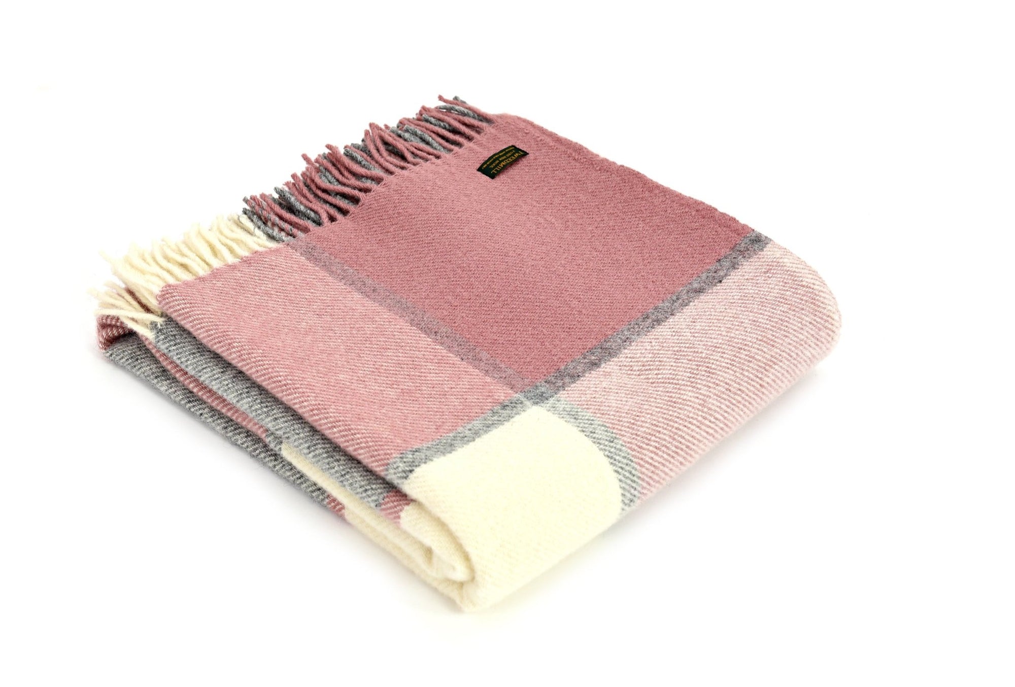 Tweedmill Block Check Dusky Pink pure wool throw - Urban Wool