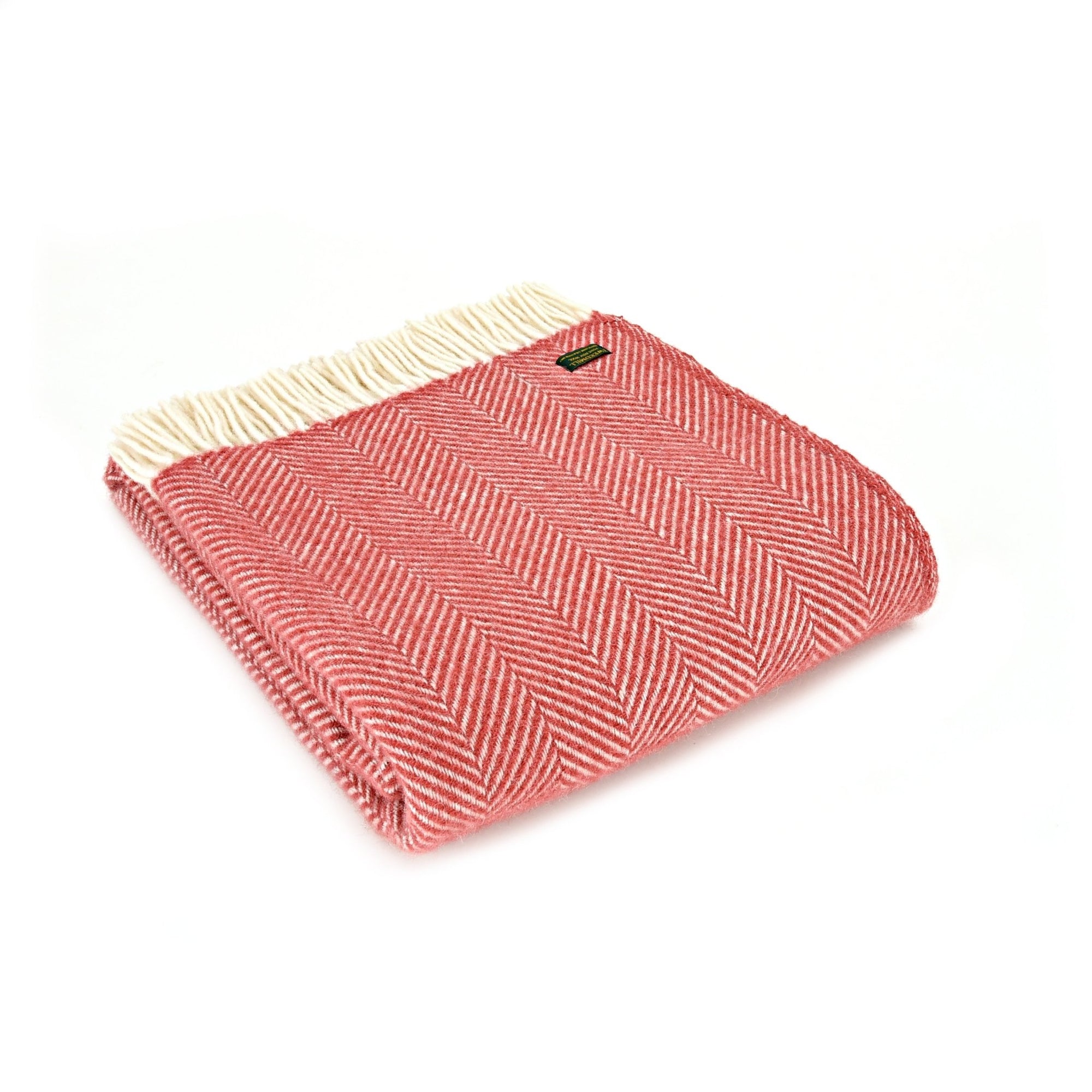Tweedmill Fishbone Cranberry pure wool throw - Urban Wool
