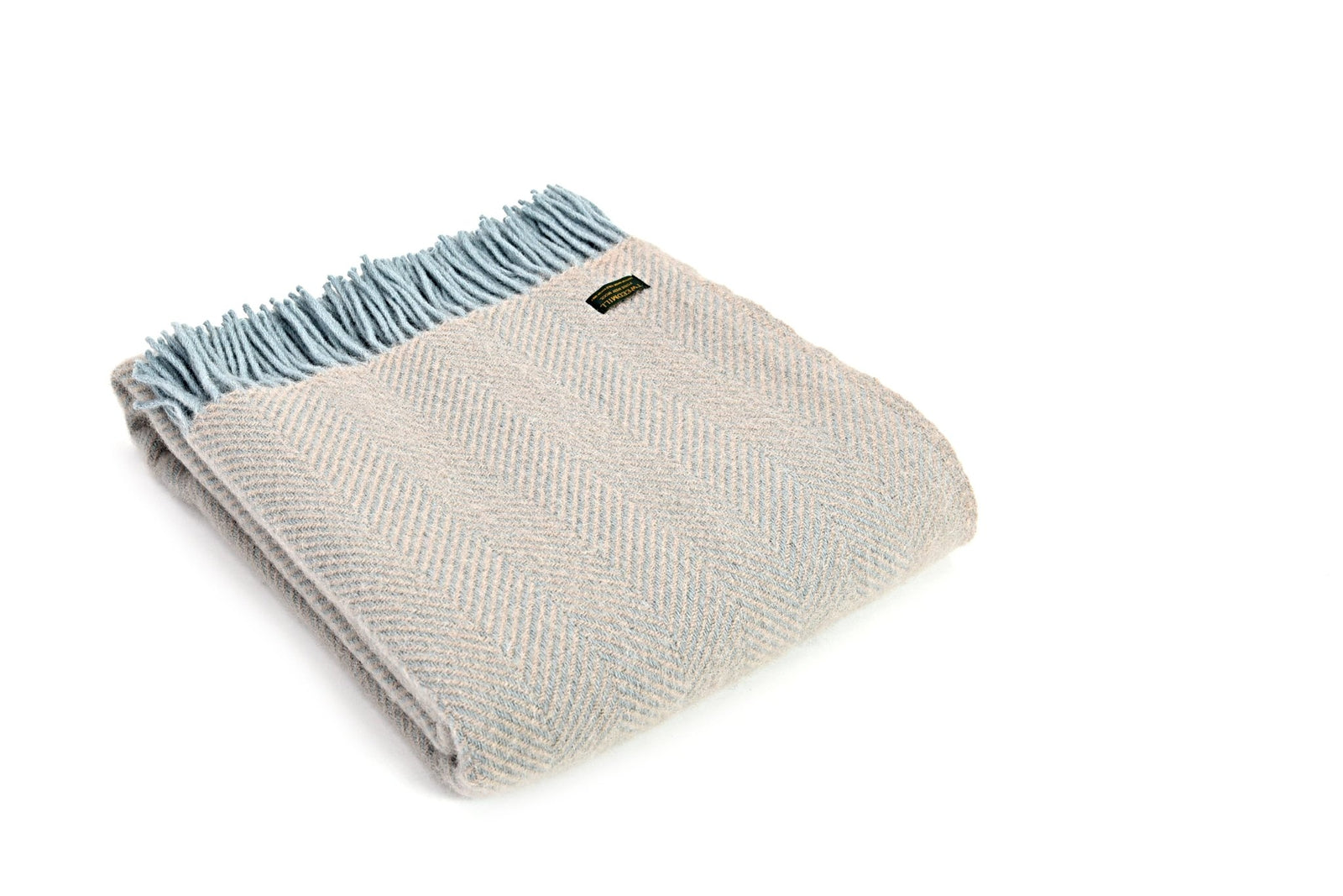 Tweedmill Herringbone Fawn & Duck Egg pure wool throw - Urban Wool