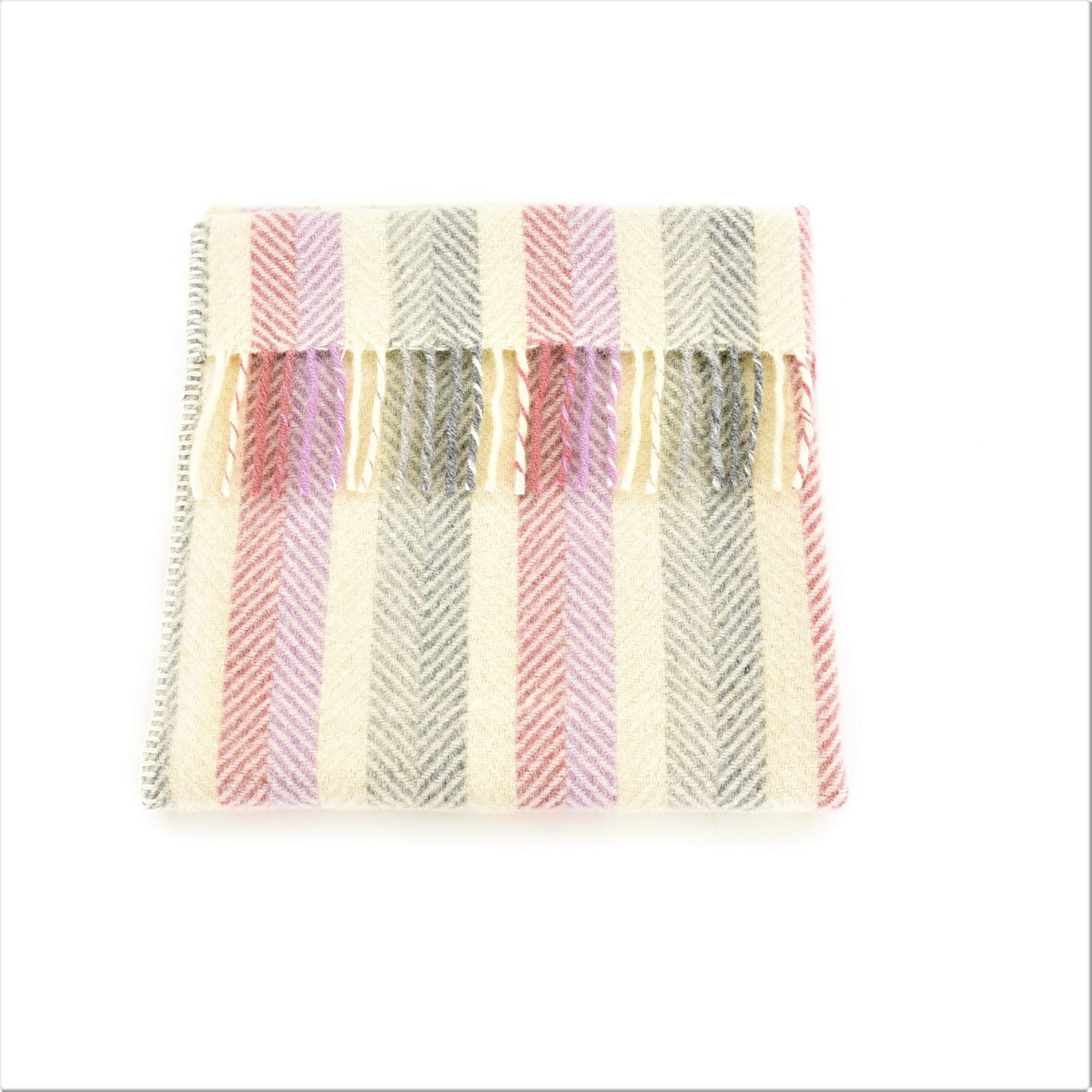 Tweedmill Lilac/Grey Stripe pure wool throw - Urban Wool